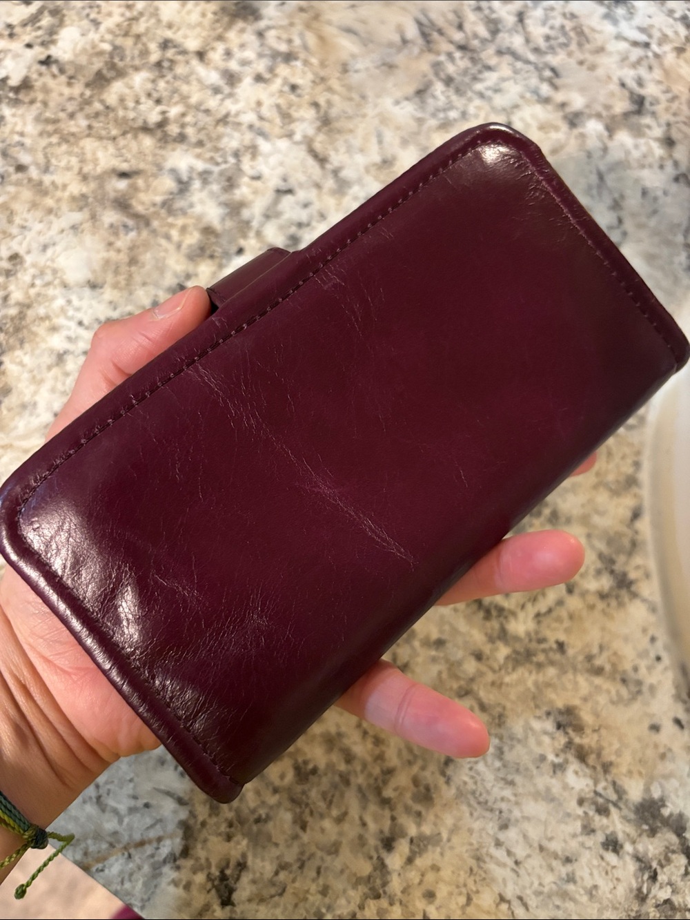 HOBO Leather Trifold Wallet in Deep Plum - Picture 4 of 4